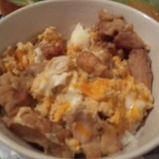 唐揚げで作る親子丼